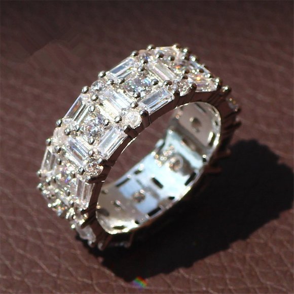 ✨ Fashion Dainty Gems Full Around Zircon Luxury Eternity Rings Women, PD172 - Picture 3 of 9